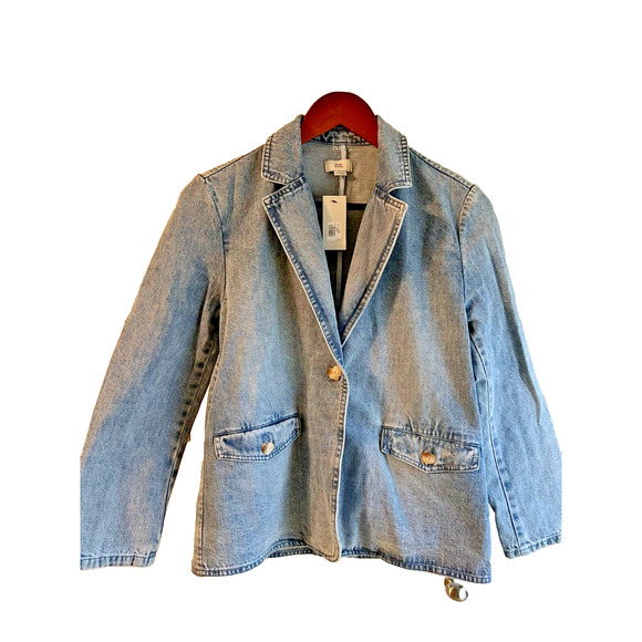 NWT River Island Girls 11-12 years Denim Jacket heart shaped button women's XS - Picture 6 of 8